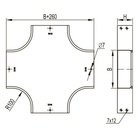 36221K | Ответвитель горизонтальный DPX Х-образный 100х100, 0.8мм-1