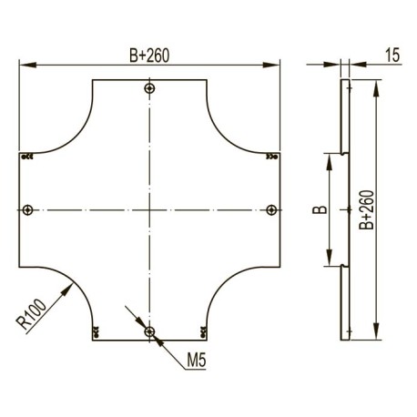 38062RAL9010 | Крышка на ответвитель горизонтальный DPX Х-образный, осн.100, 0.8мм, RAL9010-1