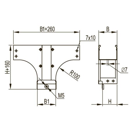 37609K | Ответвитель-переходник вертикальный TDSA Т-образный 100/500, 0.8мм-1