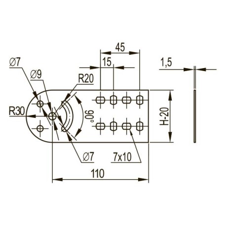 SPV00350KHDZL | Пластина крепежная шарнирная GSV, H35, 4шт, цинк-ламельное-1