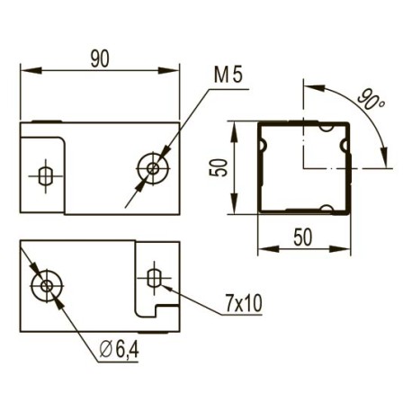 39006ZL | Разворот плоскости глухой правый 50х50, 0.8мм, цинк-ламельное-1