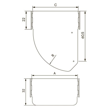 SKVS500K | Крышка на угол горизонтальный изменяемый СРО 0-45° 500х35, 0.8мм-1