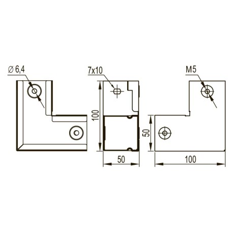 39000ZL | Угол глухой горизонтальный 90°, 50х50, 0.8мм, цинк-ламельное-1