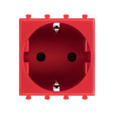 Розетка модульная, 2P+E, с з/ш, "Avanti", "Красный квадрат", 2 модуля