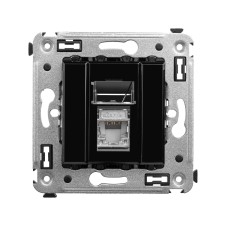 Компьютерная розетка RJ-45 в стену, кат.6 одинарная экранированная, Avanti, Черный квадрат