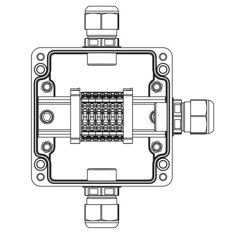 1231.031.22.1221 | Взрывозащищенная клеммная коробка из полиэстера TBE-P-03-(6xCBC.4)-1xPACMP(A)-1xPACMP(C)-1xPACMP(D)1Ex e IIC Т5 Gb / Ex tb IIIC T95°C Db IP66