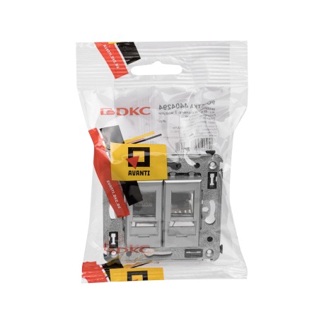 4404294 | Компьютерная розетка RJ-45 в стену, кат.6 двойная,"Avanti", "Закаленная сталь"-4