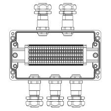 Взрывозащищенная клеммная коробка из полиэстера TBE-P-04-(25xHMM.2)-2xKAEPM2MHK-20(A)-3xKAEPM2MHK-20(C)1Ex e IIC Т5 Gb / Ex tb IIIC T95°C Db IP66/КЗ