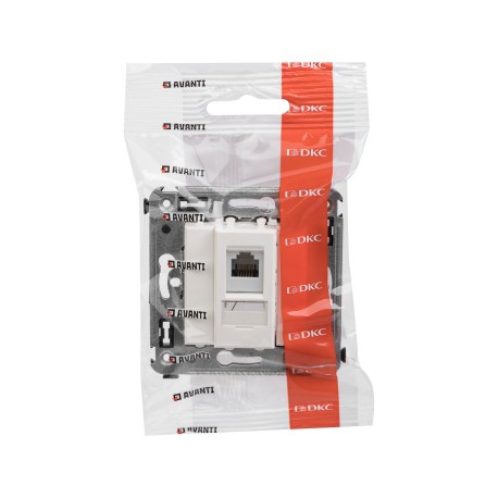 4400313 | Телефонная розетка RJ-12 в стену одинарная, "Avanti", "Белое облако"-4