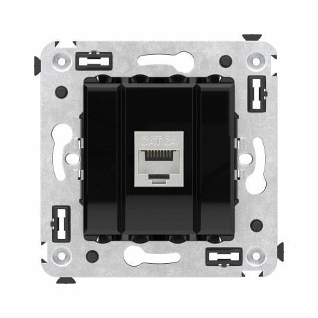 4402773 | Компьютерная розетка RJ-45 без шторки в стену, кат.6А одинарная экранированная, "Avanti", "Черный квадрат"
