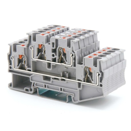 VPRTT-4-GY | Клемма двухуровневая, зажим push-in, 4 точки подключения, 4 кв.мм, серая