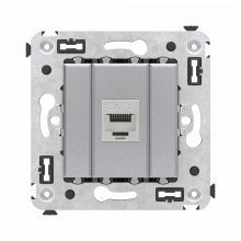 Компьютерная розетка RJ-45 без шторки в стену, кат.6 одинарная экранированная, "Avanti", "Закаленная сталь"