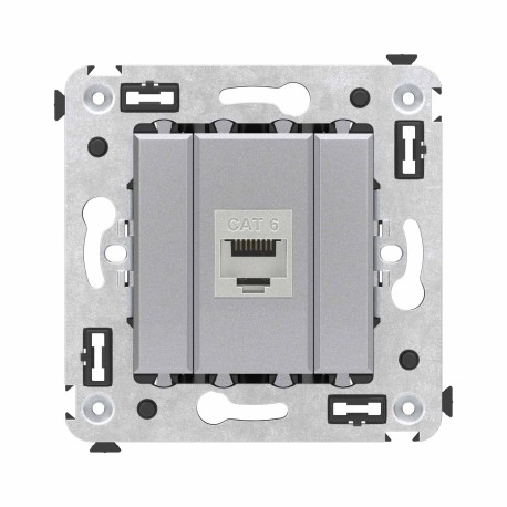4404793 | Компьютерная розетка RJ-45 без шторки в стену, кат.6 одинарная экранированная, "Avanti", "Закаленная сталь"