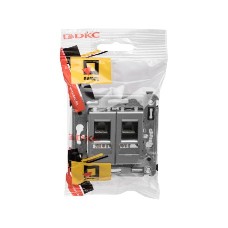 4404464 | Компьютерная розетка RJ-45 в стену, кат.5e двойная, "Avanti","Закаленная сталь"-4