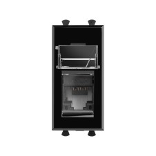 Компьютерная розетка RJ-45 модульная, кат.6, "Avanti", "Черный квадрат", 1 модуль