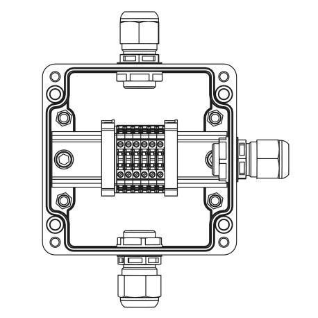 1231.031.22.121V | Взрывозащищенная клеммная коробка из полиэстера TBE-P-03-(6xCBC.2)-1xPABMP(A)-1xPABMP(C)-1xPABMP(D)1Ex e IIC Т5 Gb / Ex tb IIIC T95°C Db IP66