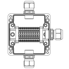 Взрывозащищенная клеммная коробка из полиэстера TBE-P-03-(10xCBC.4)-1xPACMP(A)-1xPACMP(C)-1xPACMP(D)1Ex e IIC Т5 Gb / Ex tb IIIC T95°C Db IP66