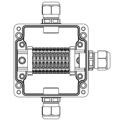 1231.031.22.1224 | Взрывозащищенная клеммная коробка из полиэстера TBE-P-03-(10xCBC.4)-1xPACMP(A)-1xPACMP(C)-1xPACMP(D)1Ex e IIC Т5 Gb / Ex tb IIIC T95°C Db IP66