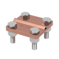 Соединитель пруток-полоса с разделительной пластиной, 57х57 мм, мед