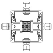 Взрывозащищенная клеммная коробка из полиэстера TBE-P-03-(6xCBC.2)-1xPABMP(A)-1xPABMP(B)-1xPABMP(C)-1xPABMP(D)1Ex e IIC Т5 Gb / Ex tb IIIC T95°C Db IP66
