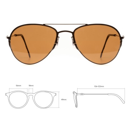 TCSFRA55010002 | Черные солнцезащитные очки из титана с коричневыми линзами. Модель 08-2