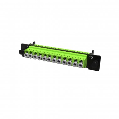 RNAP6LHUV | Адаптерная планка с установленными 6xLC Duplex адаптерами (aligned key)(цвет адаптера - желто-зеленый), OM5, 1/2 HU