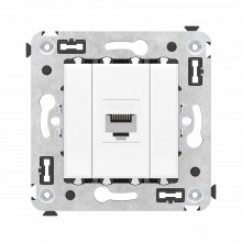 Компьютерная розетка RJ-45 без шторки в стену, кат.6 одинарная, "Avanti", "Белое облако"