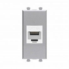 Компьютерная розетка RJ-45 без шторки модульная, кат.6А, "Avanti", "Закаленная сталь", 1 модуль