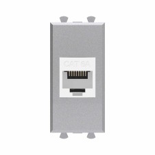 Компьютерная розетка RJ-45 без шторки модульная, кат.6А, "Avanti", "Закаленная сталь", 1 модуль