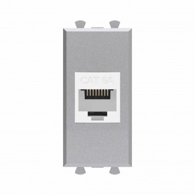 4404671 | Компьютерная розетка RJ-45 без шторки модульная, кат.6А, "Avanti", "Закаленная сталь", 1 модуль