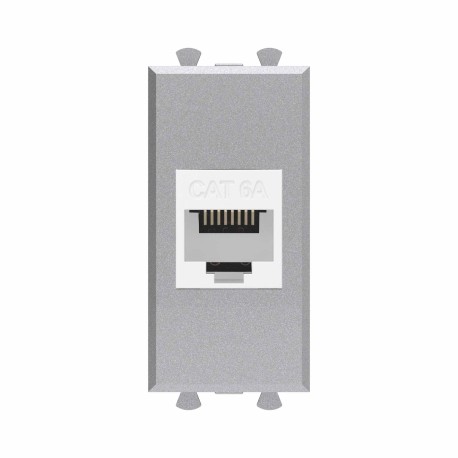 4404671 | Компьютерная розетка RJ-45 без шторки модульная, кат.6А, "Avanti", "Закаленная сталь", 1 модуль