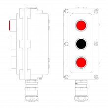 Взрывонепроницаемый пост управления из алюминия LCSD-03-B-MB-L1R(220)x1-P1B(11)x1-P1R(11)x1-PBMB-ANP15BMB / 1Ex d IIB T5 Gb / Ex tb IIIC T95°С Db IP66