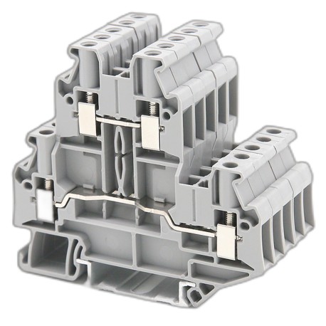 TTURB-4 | Клемма двухуровневая, винтовой зажим, 4 точки подключения, 4 кв.мм, серая