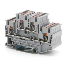 Клемма двухуровневая, зажим push-in, 4 точки подключения, 2.5 кв.мм, серая