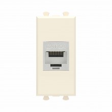 Компьютерная розетка RJ-45 без шторки модульная, кат.6А экранированная, "Avanti", "Ванильная дымка", 1 модуль