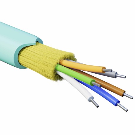 RNDT3C6AQ01 | Кабель волоконно-оптический, распределительный, арамидные упрочняющие нити, для внутренней прокладки, нг(А)-HF, 6 ОВ, категория OM3 (G.651.1) плотный буфер, 0,4 кН, барабан 2000 м