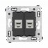 4412774 | Компьютерная розетка RJ-45 без шторки в стену, кат.6А двойная экранированная, "Avanti", "Черный матовый"