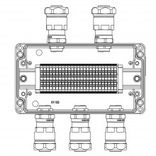 Ex клеммная коробка из алюминия: 1Ex e IIC Т5 Gb / Ex tb IIIB T95°C DbIP66: Клеммы 2,5 кв.мм -25 шт.: А,С:ввод D8-13мм под небронированныйкабель в металлорукаве Dt 20мм. Ni - 5 шт.