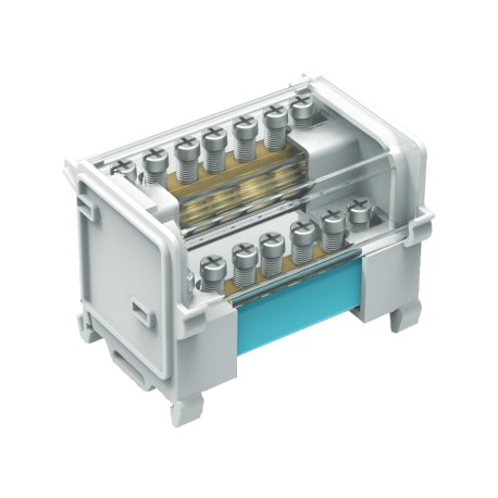 BD10072 | Блок распределительный на DIN рейку 2р 100А, 5х6мм 1х8мм 1х9мм.