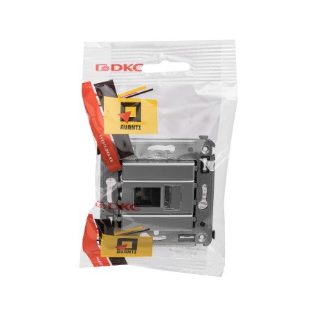 4404373 | Компьютерная розетка RJ-45 в стену, кат.6А одинарная, Avanti, Закаленная сталь-4