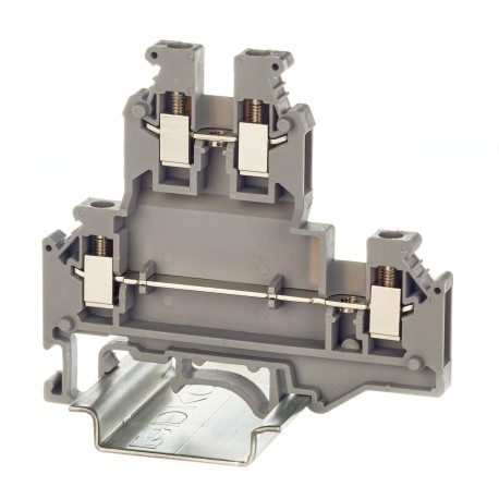 KRUKB-3 | Клемма двухуровневая, винтовой зажим, 4 точки подключения, 2.5 кв.мм, серая