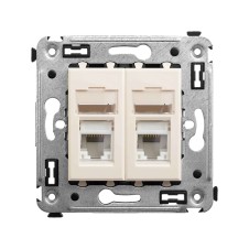 Компьютерная розетка RJ-45 в стену, кат.6А двойная, Avanti, Ванильная дымка