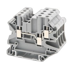 Клемма проходная, винтовой зажим, 3 точки подключения, 2.5 кв.мм, серая