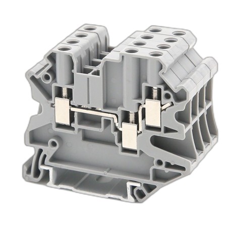 TUR-2.5-TWIN | Клемма проходная, винтовой зажим, 3 точки подключения, 2.5 кв.мм, серая