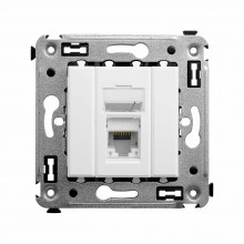 Компьютерная розетка RJ-45 в стену, кат.6А одинарная, Avanti, Белое облако