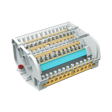 BD160135 | Блок распределительный на DIN рейку 5р 160А, 8х7мм 2х8мм 2х9мм 1х12мм