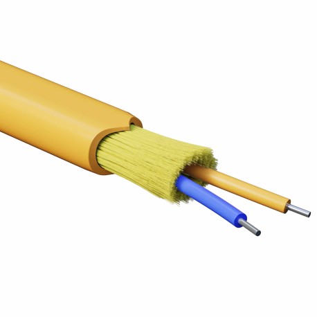 RNDT2C2OR03-E | Кабель волоконно-оптический, распределительный, арамидные упрочняющие нити, для внутренней прокладки, нг(A)-HFLTx, 2 ОВ, категория OM2 (G.651.1) плотный буфер, 0,4 кН, барабан 500 м