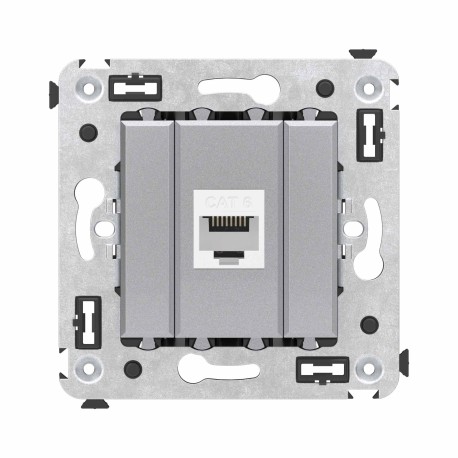4404693 | Компьютерная розетка RJ-45 без шторки в стену, кат.6 одинарная, "Avanti", "Закаленная сталь"