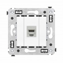 Компьютерная розетка RJ-45 без шторки в стену, кат.6 одинарная экранированная, "Avanti", "Белое облако"