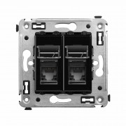 Компьютерная розетка RJ-45 в стену, кат.5e двойная, "Avanti", "Черный квадрат"